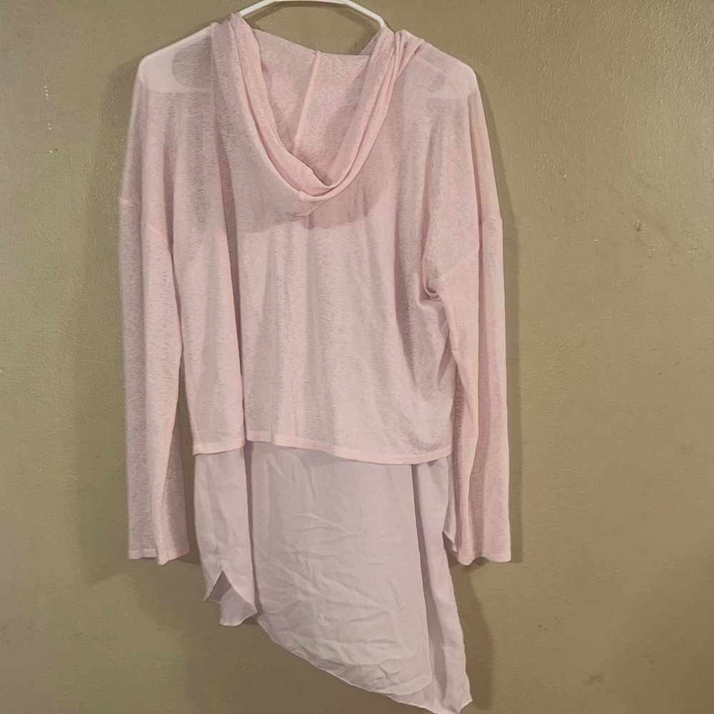 Light Pink Hooded Layered-Trim Women's Top - Picture 4 of 10